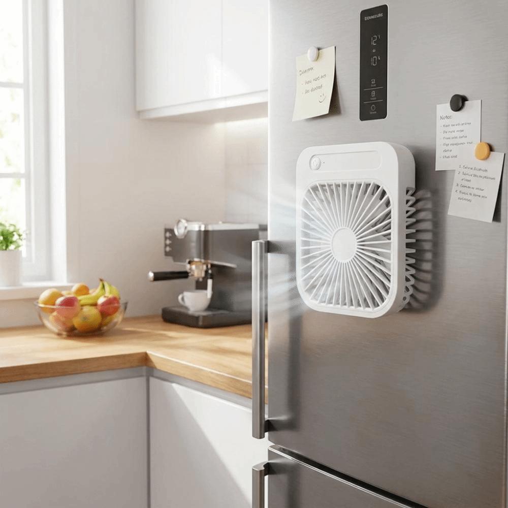 Compact Mini Rechargeable Fan Low Noise Gentle Wind Silent Fan Magnetic Design Rechargeable Power Supply Magnetic Wall Mount Fan