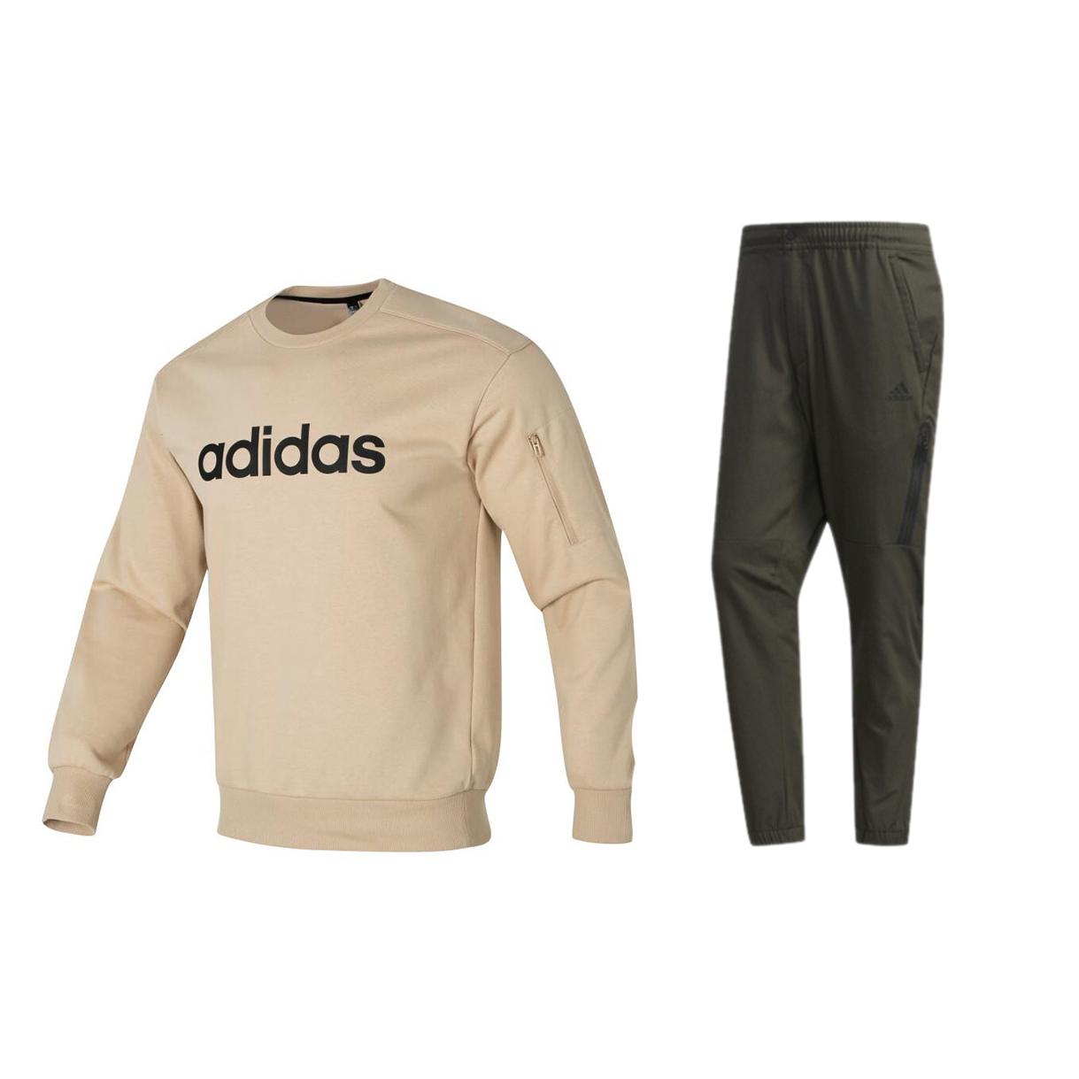 

Adidas Loose Fit Long Sleeve Pullover Sweatshirt And Cuffed Casual Sports Pants Set Men Sweatshirt And Pants Set JJ0419+FJ6763 S