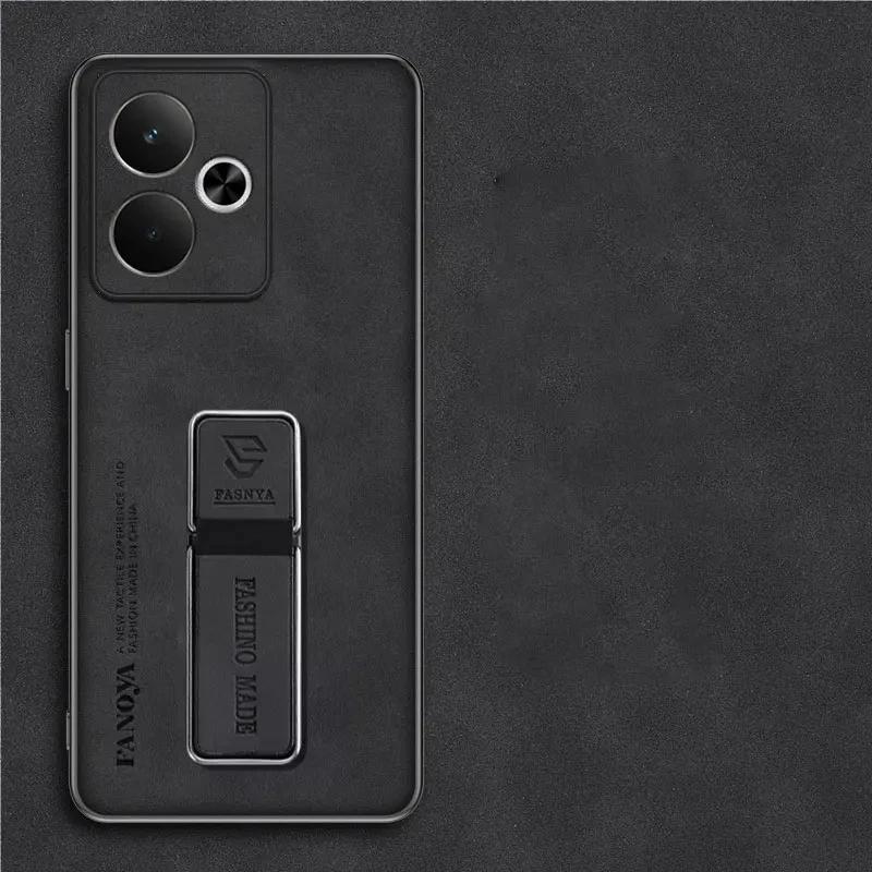 

Чехол-подставка из овчины для телефона Realme GT 7, противоударный матовый бампер, магнитный держатель, задняя крышка для Realme GT7 T GT7Pro NEO 7 SE For Realme GT7 чёрный