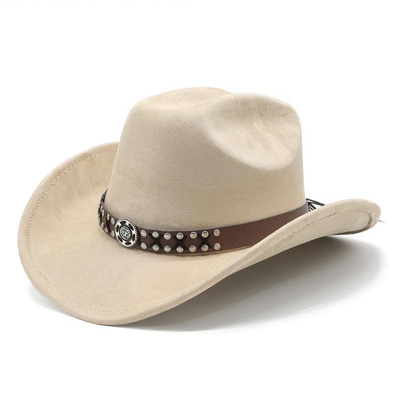 Suede Men'S And Women'S Woolen Denim Jazz Felt Hat Ethnic Style Decorative Curled Top Hat Tibetan Sunshade Sun Protection Hat