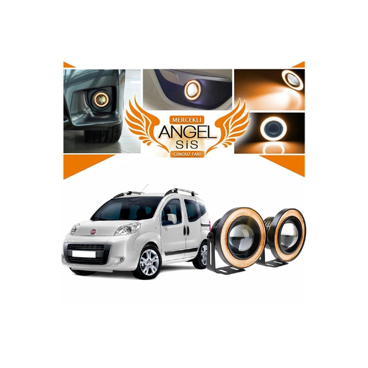 

Совместимость с Fiat Fiorino, противотуманные фары Led Angel с универсальными линзами, оранжевый цвет 76 мм