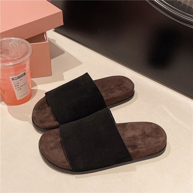 Retro One-word Slippers for Women's Outer Wear 2025 New Summer Thick-soled Heightening Casual Versatile Lazy Beach Cool Slippers