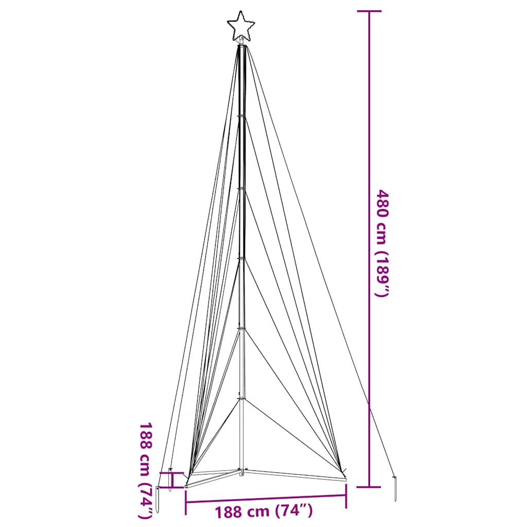 LED Christmas Tree 861 Multicolor LEDs 478 Cm