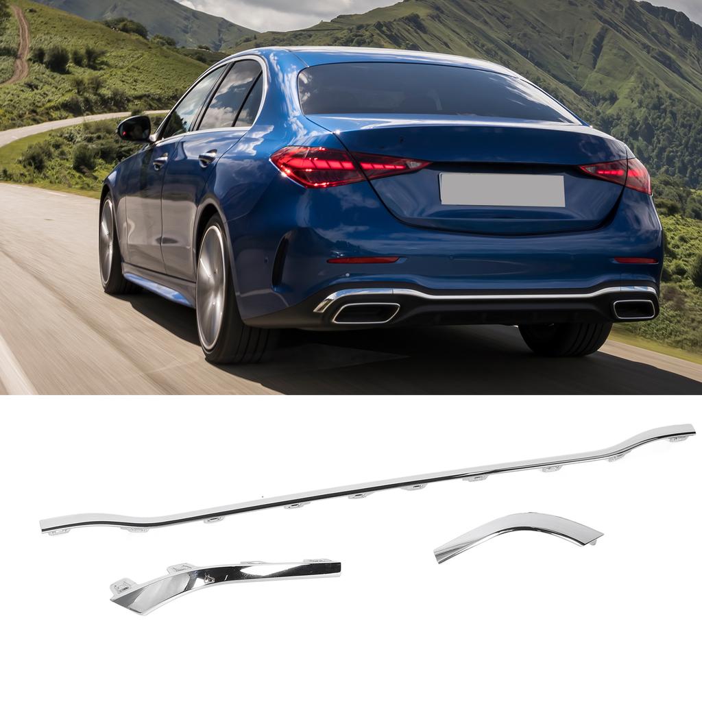 3pcs Rr Bumper Trim Strip Left Right Center Lower Bumper Cover Trim For C-Class W206   Line 2022-2024