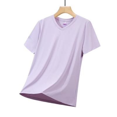 V-neck Short Sleeved Ice Silk T-shirt for Women, Quick Drying T-shirt for Women, Breathable T-shirt for Women, Summer Sports T-shirt