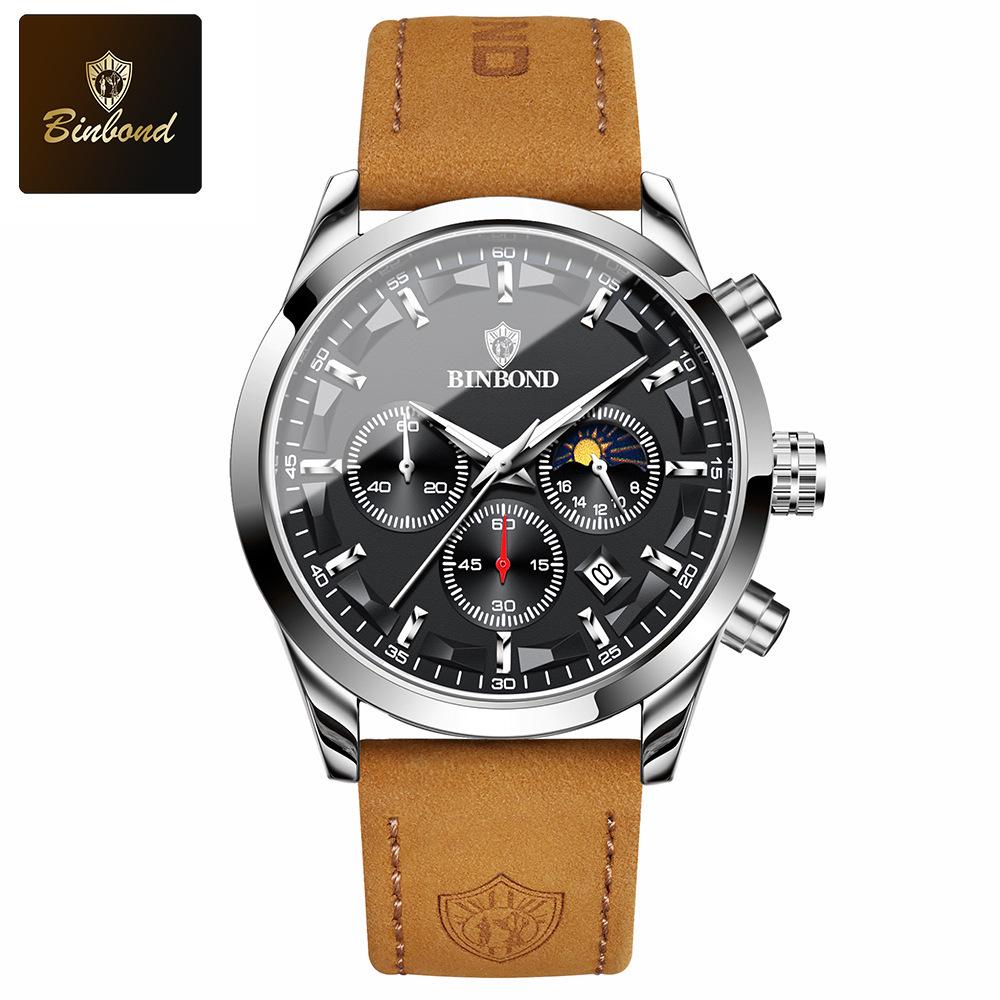 BINBOND Waterproof Men s Multifunctional Quartz Fashion Wristwatch