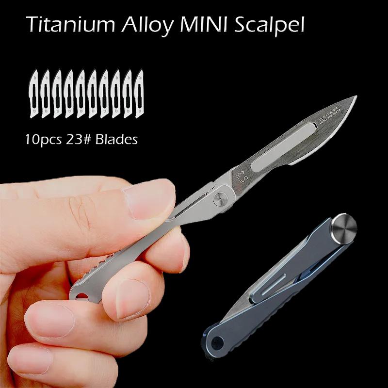 Titanium Alloy MINI Scalpel EDC Outdoor Folding Knife Unpacking Pocket Knife Outdoor Camping Knife No. 23/11 Scalpel Key Buckle