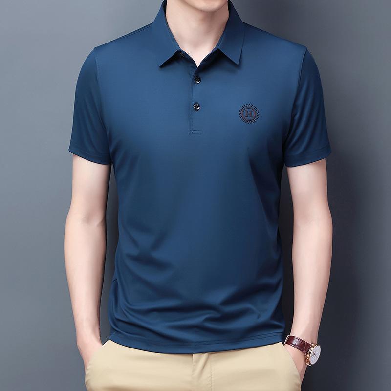 

Мужская футболка-поло с коротким рукавом и лацканами, повседневный топ, тонкая, не требующая глажки, футболка с рукавом до локтя 4XL