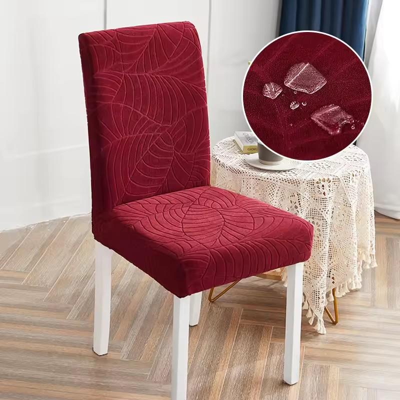 

Водонепроницаемый чехол на стул для столовой, кухни, эластичный жаккардовый эластичный чехол из спандекса, роскошный чехол на стул, чехол для свадебного отеля 1PC бордовый
