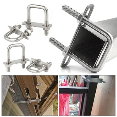 2Sets Iron Square Clamp Right Angle U-bolt Squa Bolt Durable Pipe U-clamp