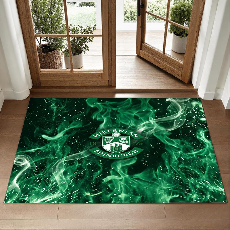 Hibernian FC Design Crystal Velvet Rug Soft Decorative Mat for Bedroom Entrance