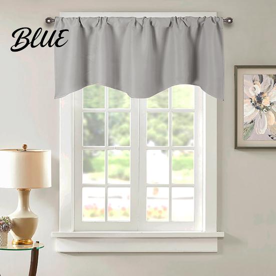 Solid Color Through Valance Room Balcony Curtain Home Rod Short Kitchen Window
