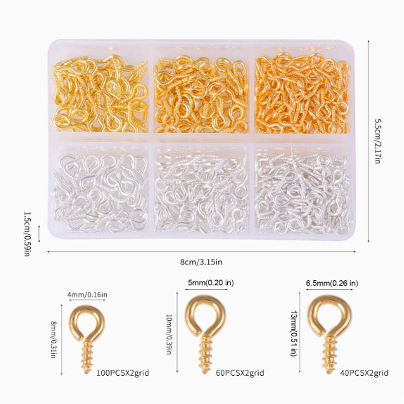 8/10mm Mini-Schraubösen Metall-Ösenhaken Ösen Gewinde-Anhängerverschlüsse Schmuckzubehör für DIY-Schmuck