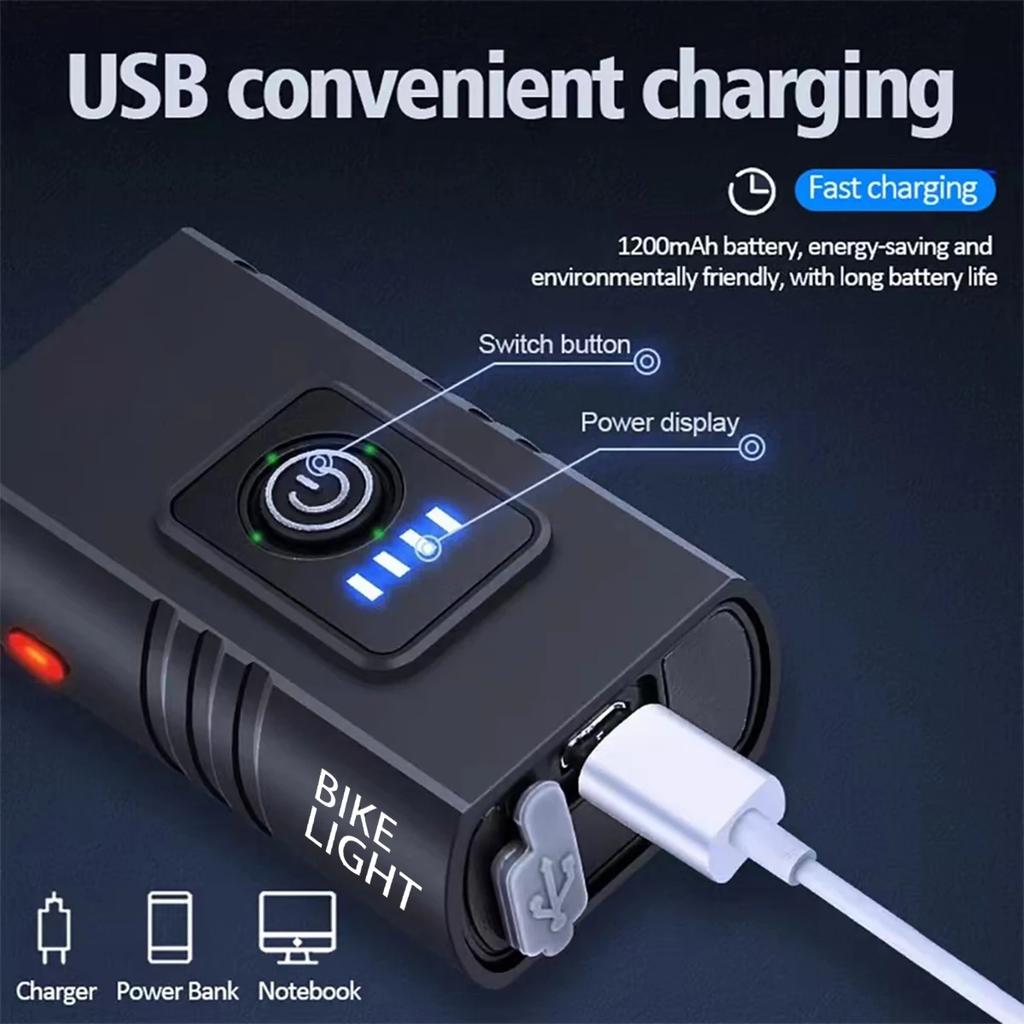 T6 LED Bike Front Light Motorbike Headlight Rechargeable Bright MTB Road Bike Head Lamp Cycling Flashlight For Night Riding