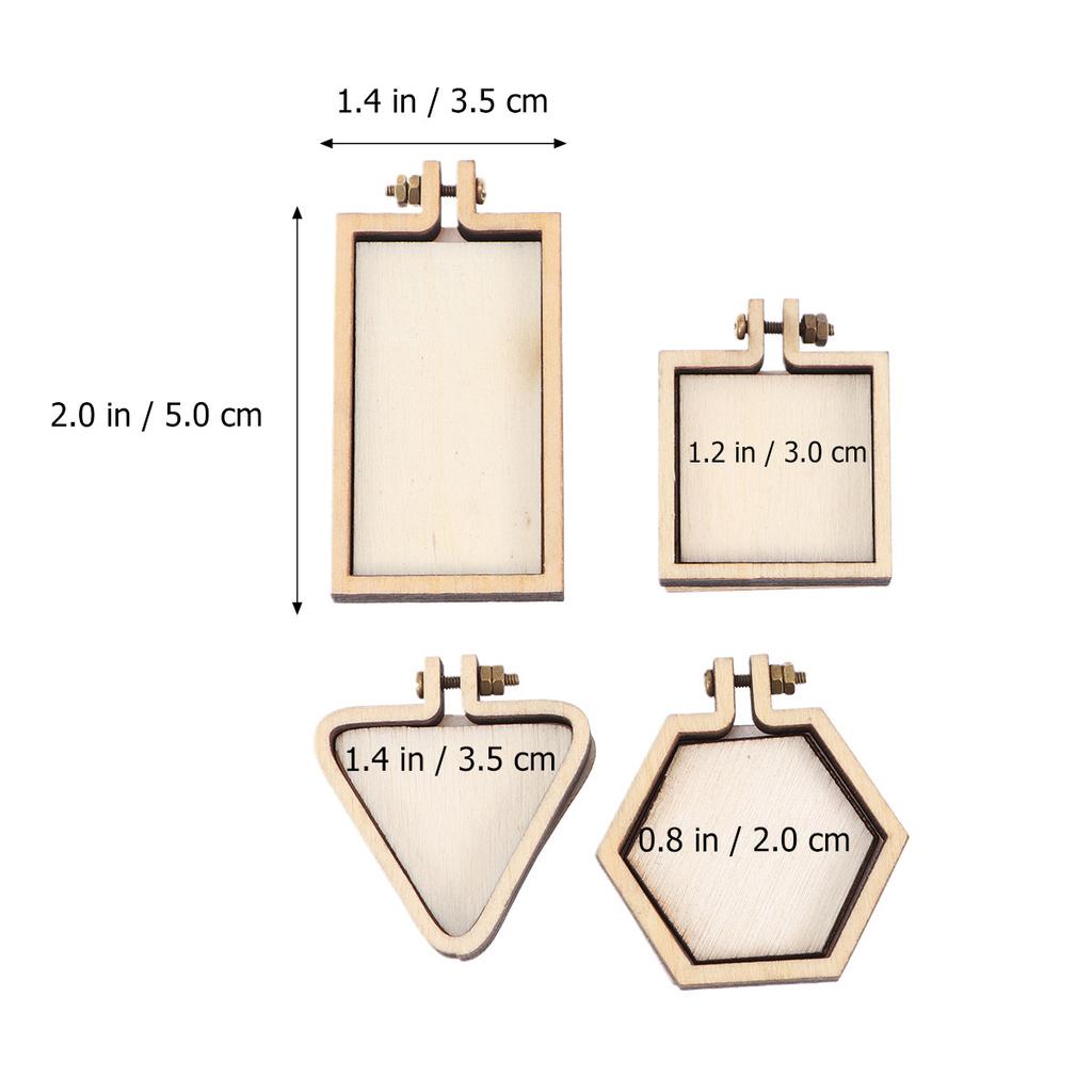 5Pcs Wood Cross Stitch Fixing Frames Mini Round Hoops 25Cm 3Cm 4Cm 5Cm Set Gold Bead Chain Embroidery Sewing Crafting Stitching