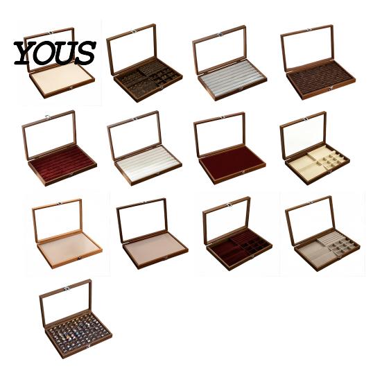 Velvet-lined Jewelry Holder Ring Storage Box, Durable Wood with Compartmentalized Design, Soft Travel Organizer Box Velvet Interior Multi-grid