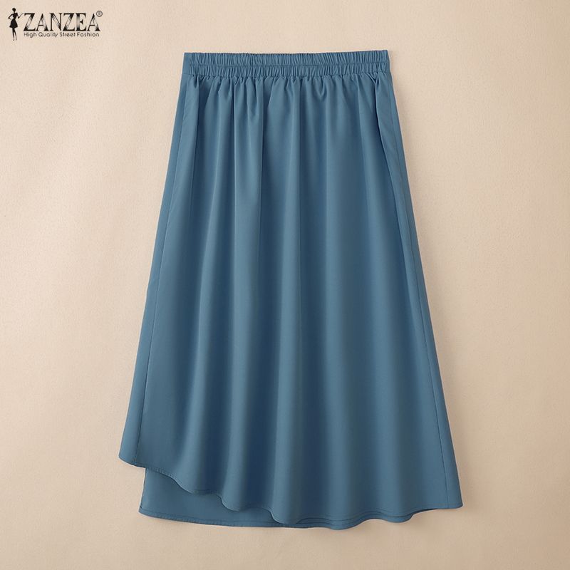 ZANZEA Fuste Midi Largi Casual pentru Femei, Culoare Solidă