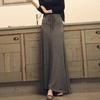 Women Maxi Skirt Adjustable Drawstring High Waist Side Slit Large Hem Long Skirt Solid Color A-Line Skirt