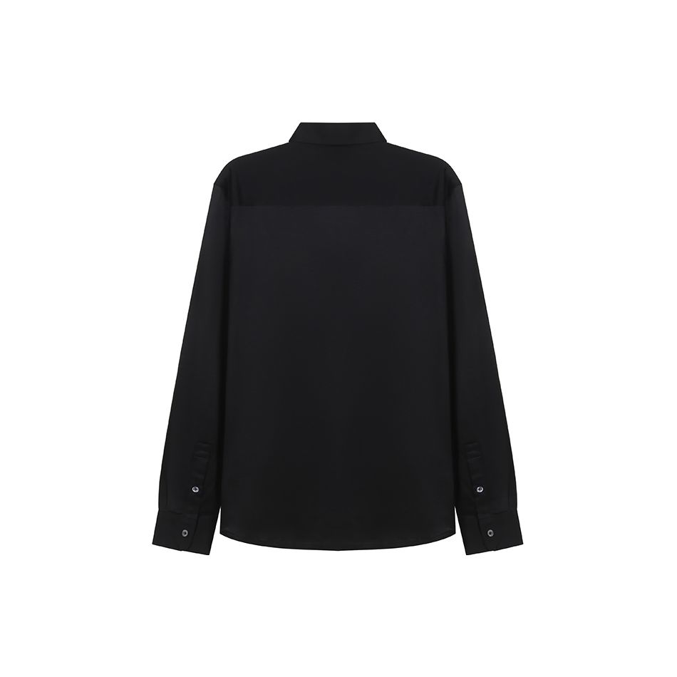 Emporio Armani Solid Color Single-Breasted Long Sleeve Shirt Men shirts Black 8N1CG11JUVZ0999