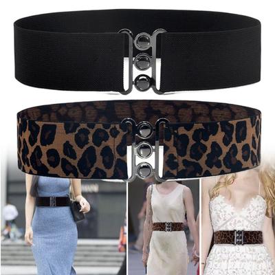 Cinch Wide Elastic Belt Casual Waist Band Trendy Metal Buckle Waistband  For Ladies Women