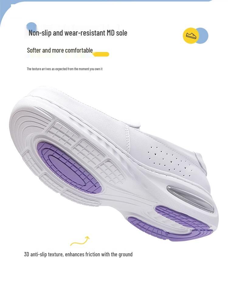 Women's Genuine Leather Breathable Nurse Shoes with Soft Air Cushion Sole