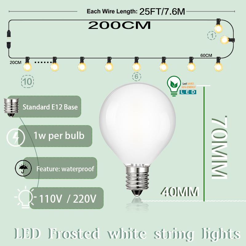 

Винтажные гирлянды из матового молочного стекла G40, водонепроницаемые, подключаемые, 110 В, 220 В, для сада, вечеринки, свадьбы, улицы, гирлянды, декор EU 220V