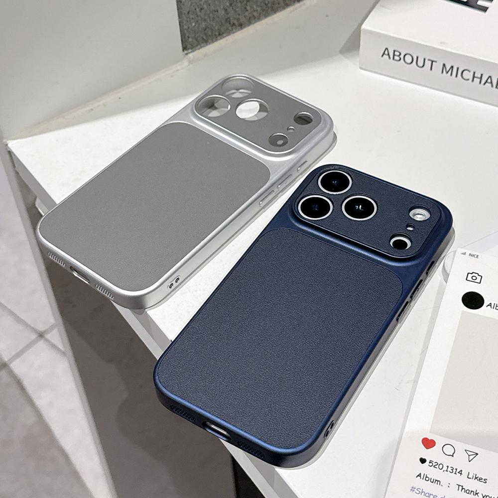 Luxe Mat Leer Textuur Telefoonhoesje Voor iPhone 17 16 15 14 13 Pro Max 16 Plus 17Pro Air Camera Bescherming Schokbestendige Hoes