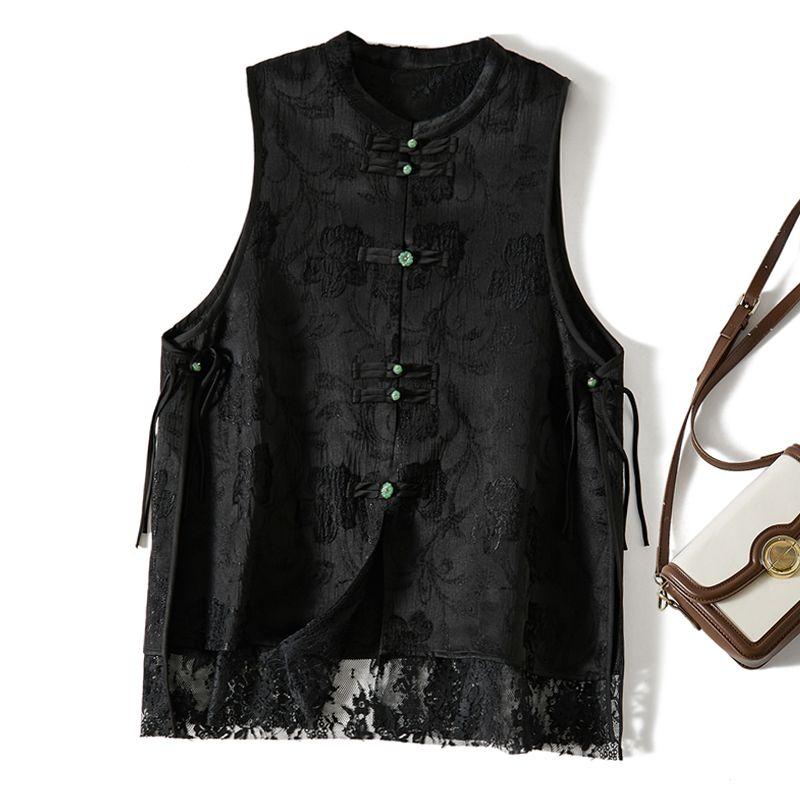 

Платье-бандаж Крафт Верхняя одежда! Список пряжек крупных брендов ~ Женский жаккардовый хлопковый жилет в стиле пэчворк с I-образной пряжкой и шнуровкой Black(Close your eyes into the old powder) L