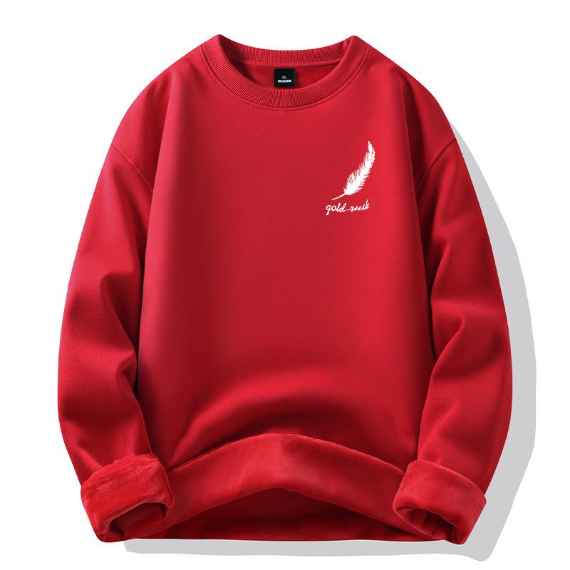 

Утепленный свитер с капюшоном, мужская осенне-зимняя новая хлопковая свободная модная куртка с принтом перьев 5XL: Recommended 200-110kg