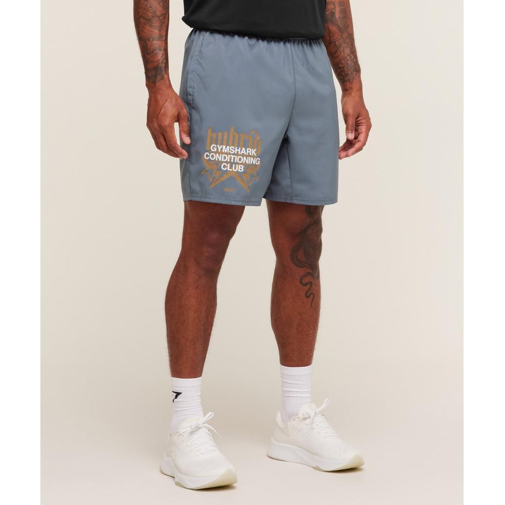 Gymshark Hybrid Graphic 7  Shorts Iron Blue A3c3x Uctm