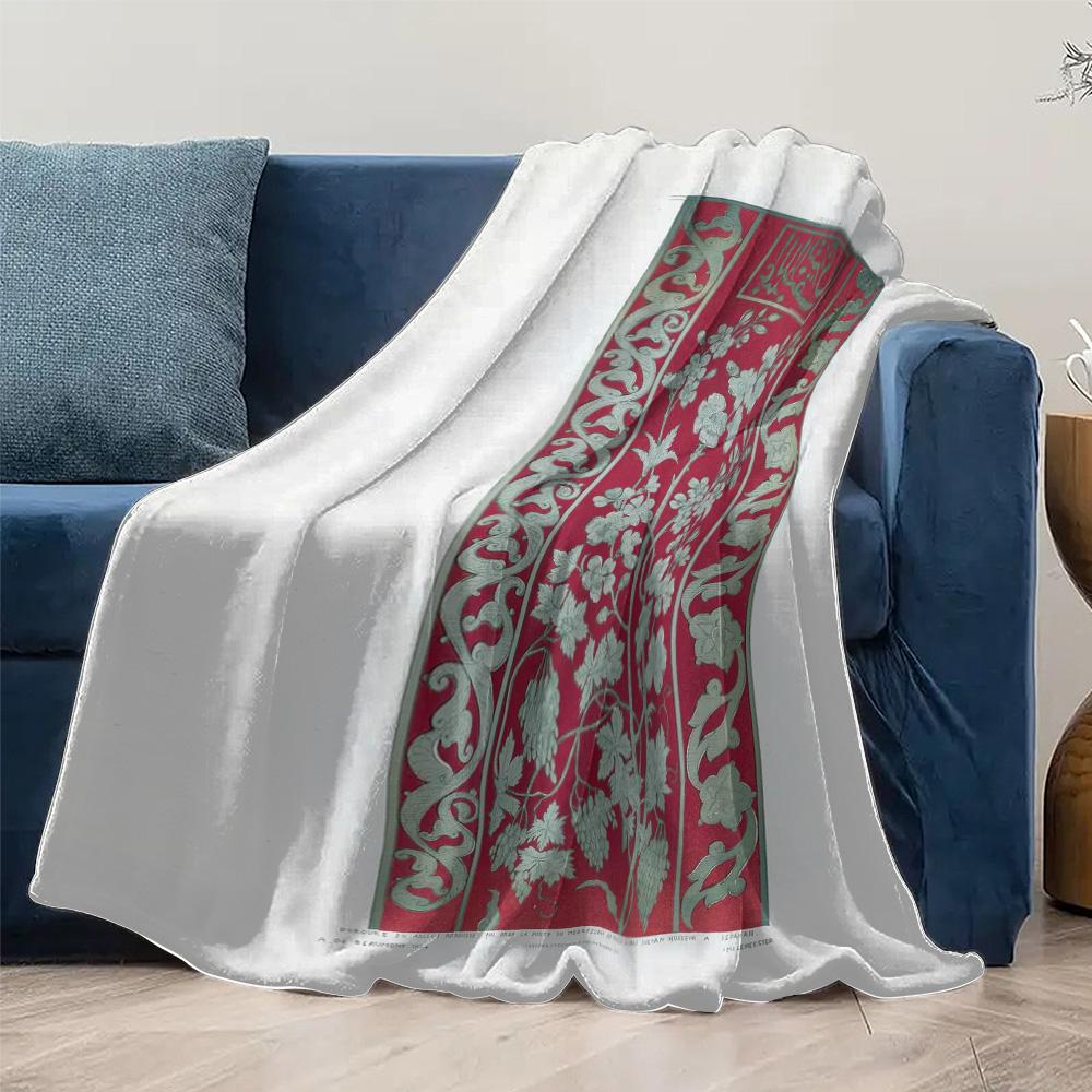 Red Floral Pattern Throw Blanket Sofa Bed Bedding for Living Room Bedroom Decoration Gift