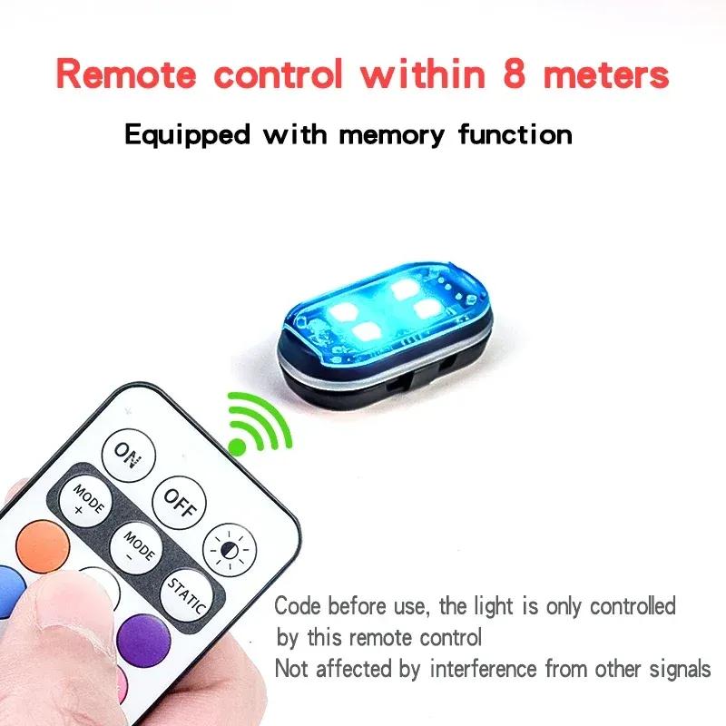 1/2/4/6pcs Wireless LED Strobe Light Car Decor Atmosphere Light 8 Color Rechargeable Led Lights Anti-Collision LED Warning Light