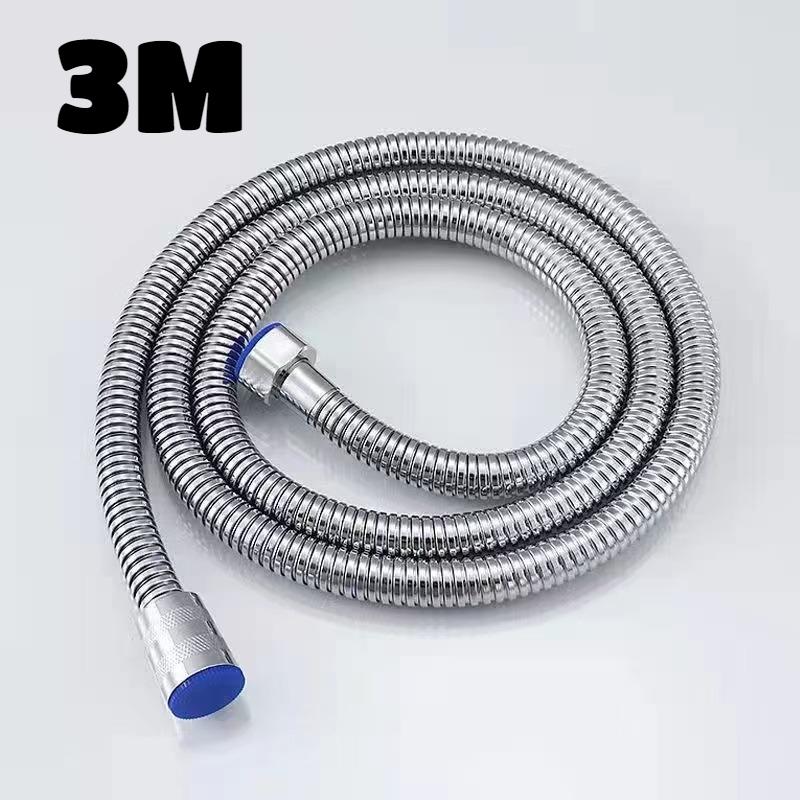 3/2/1.5m Shower Head Tube Flexible Stainless Steel Bathroom Water Head Shower Extension Pipe Encrypted Silver Hose HighQuality