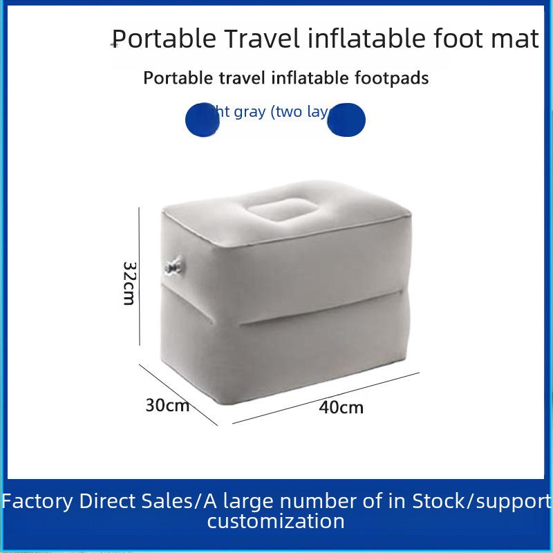 Inflatable PVC Flocked Travel Foot Rest for Car and Airplane