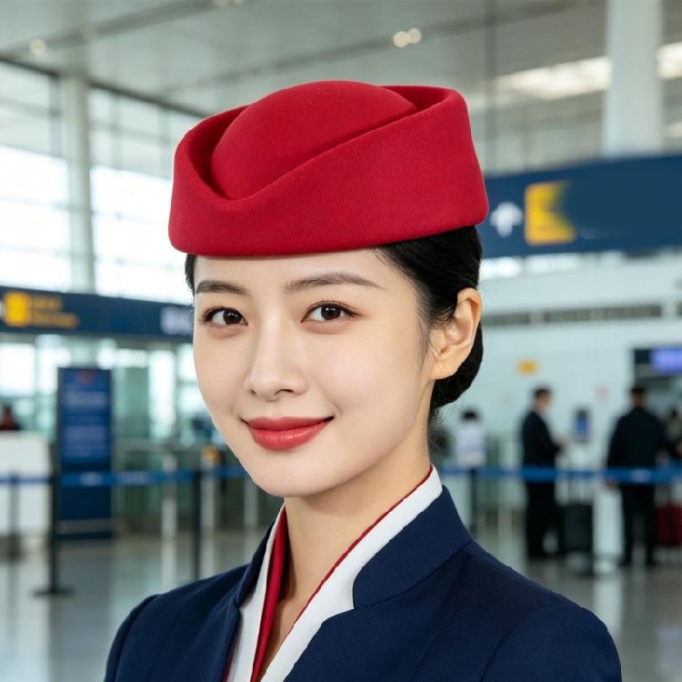 Classical French Flight Attendant Hat Polyester Stewardess Costume Accessoris Women Winter Fashion Headwear