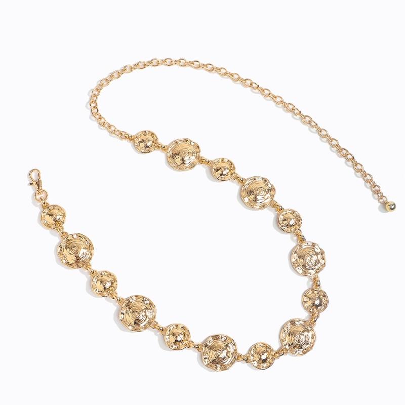 Geometric Sea Shell Design Waist Chain Adjustable Length Chain Belt For Women Teens Dress Pants Fashion Accessories