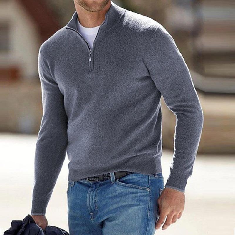 Fleece Sweatshirt Warm Undershirt  Men's Half Turtleneck Long Sleeve Sweater