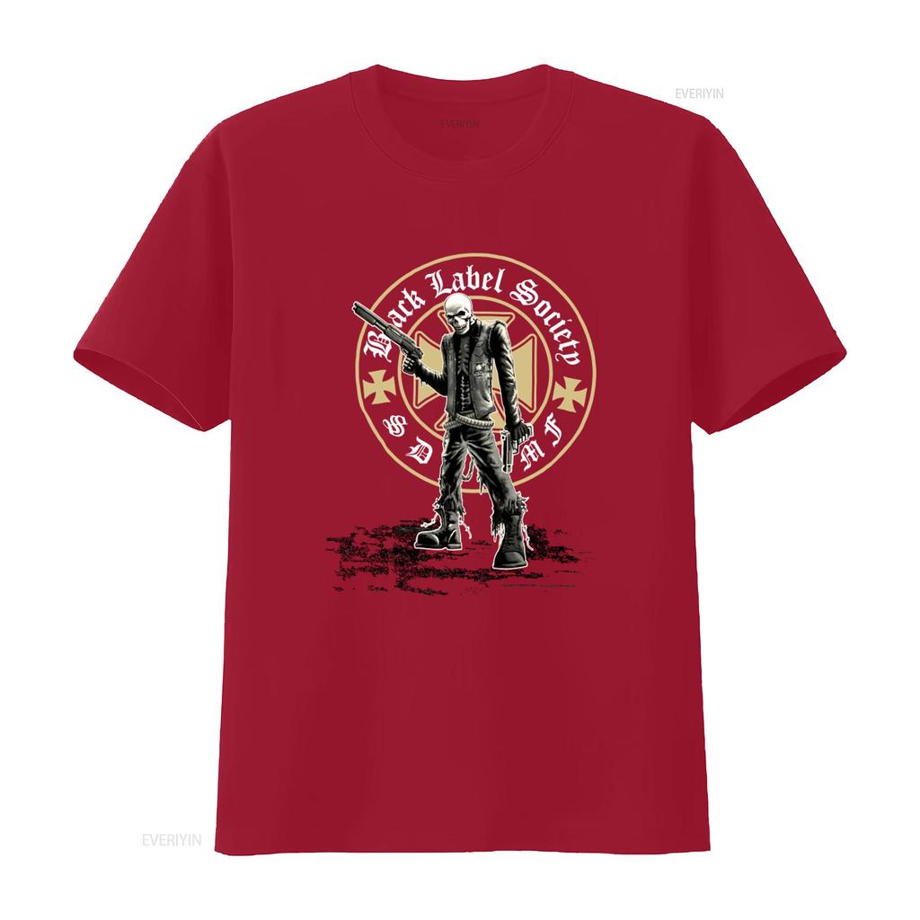 Nwot Black Label Society Band T Shirt Gothic Skull Print Rock Style Mens vintage Washed streetwear Breathable Versatile homme