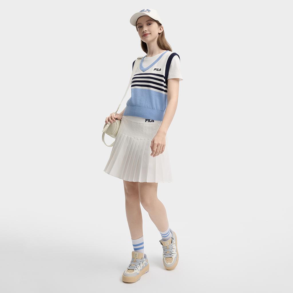 FILA Original Casual Comfortable Striped Simple Versatile T-Shirt Women tops Sky-Blue F11W439109FBU
