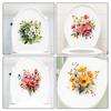 Bathroom Toilet Stickers Elegance Flower Wall Sticker Flower Pattern Self-adhesive Paintings For Bathroom Living Decoration