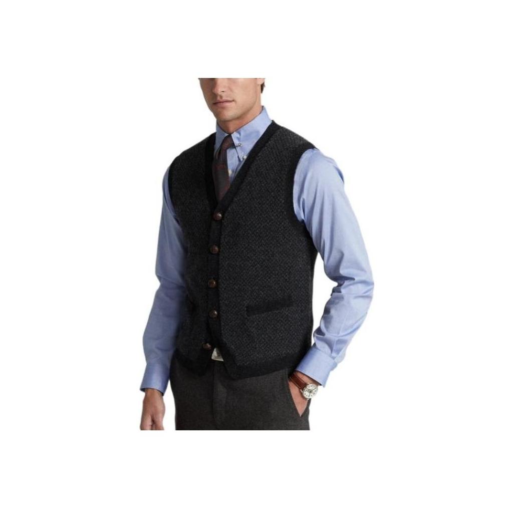 Polo Ralph Lauren FW22 Button Knit Pocket Vest Men vest Black MNPOSWE1CM20050-001
