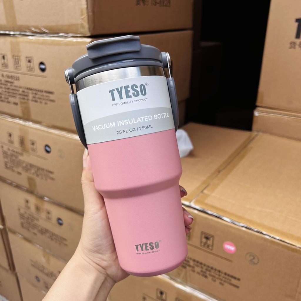 TYESO Thermal Coffee Cup Double Layer Insulation Keep Cold Car Ice Cup Large Capacity Stainless Steel Double Drink Water Bottle
