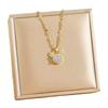 Retro INS Style Multicolor Zircon French Peach Heart Necklace with Diamonds and Titanium Stainless Steel