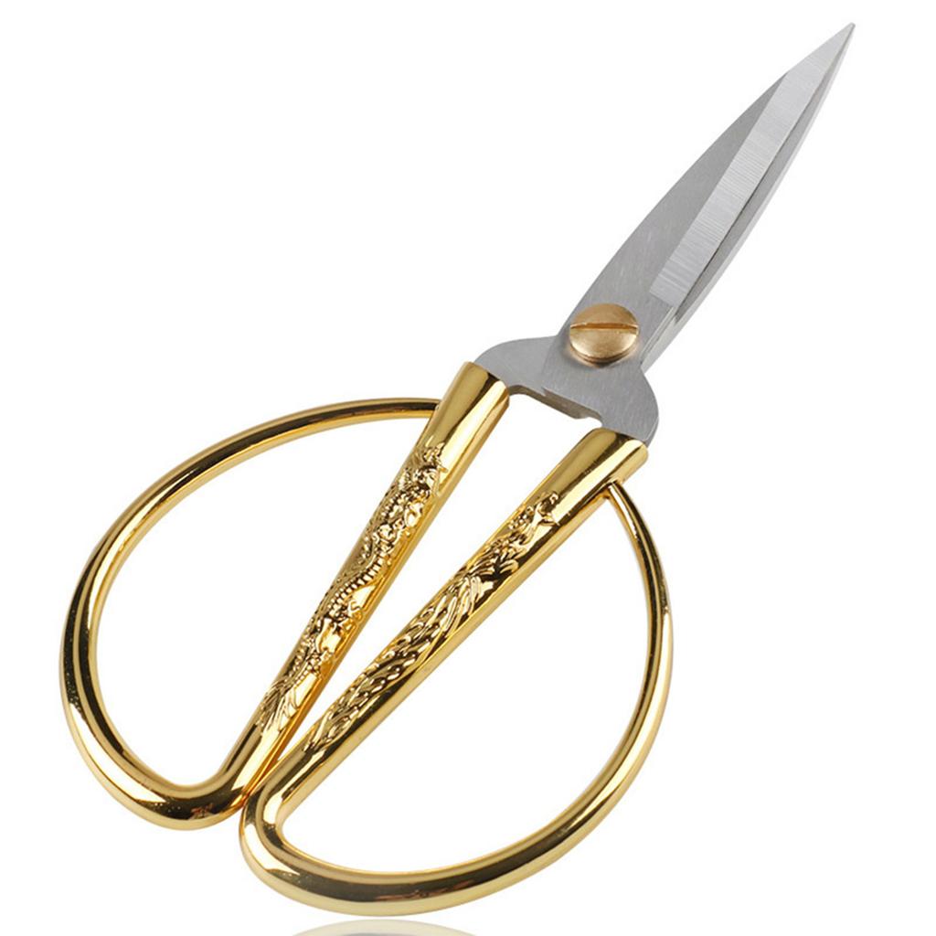 Stainless Steel Scissors Ergonomic Design Gold Tone Dragon Scissors for Needlework Sewing Dressmaker