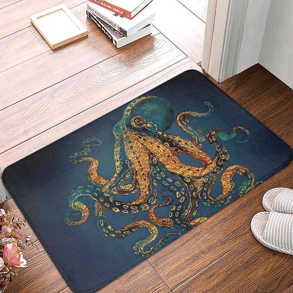 Home Art Kraken Ocean Theme Red Giant Octopus Tentacles In The Oceans Oil Painting Door Mats Kitchen Floor Bath Entrance Rug Mat