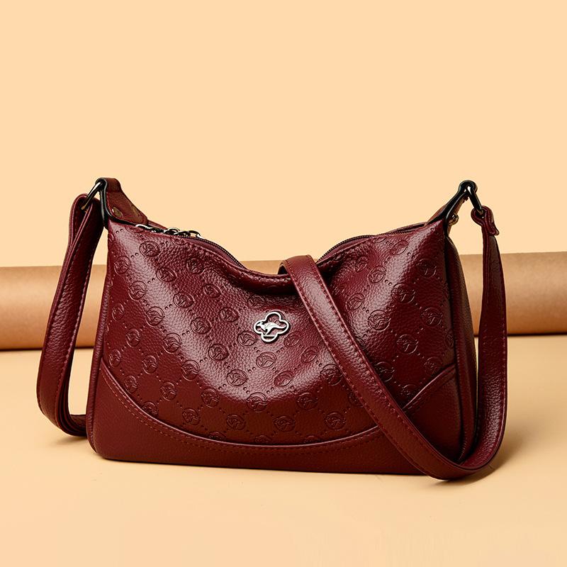 Embossed Crossbody Bag Women's Single-shoulder Bag Middle-aged Women's Mother Bag