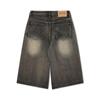 Washed and Worn Denim Shorts Men's Loose Casual Straight-leg Over-the-knee Five-point Pants Vibe Tide Brand High Street American Style