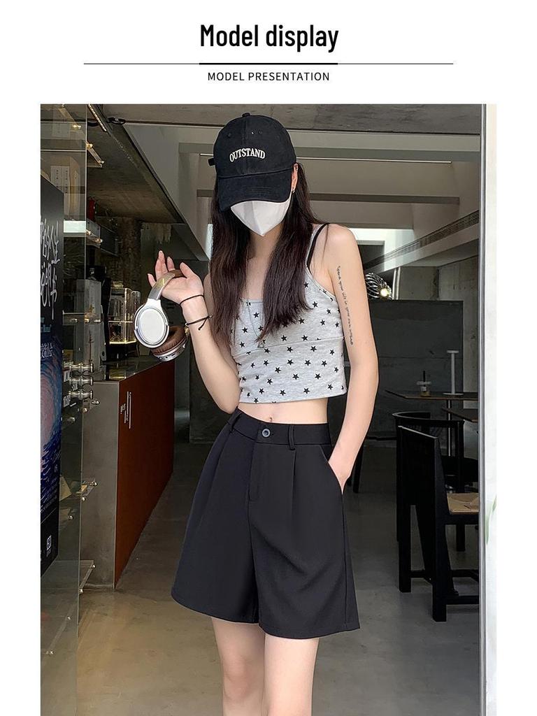 Women's Khaki High-Waisted A-Line Summer Shorts - Slimming, Petite, Ice Silk Casual Wear