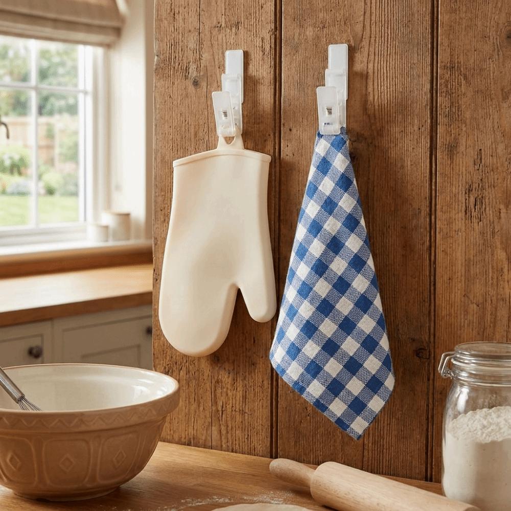 6PCS Plastic Wall Storage Hook No-Punch Glove Clips Practical Dishcloth Clips Living Room
