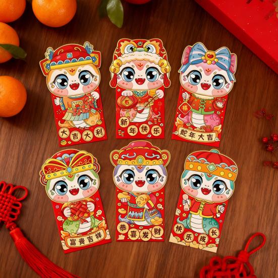 6 Pcs Chinese New Year Red Envelope Year of The Snake 2025 Money Envelopes for Cash Gifts Spring Festival Decoration